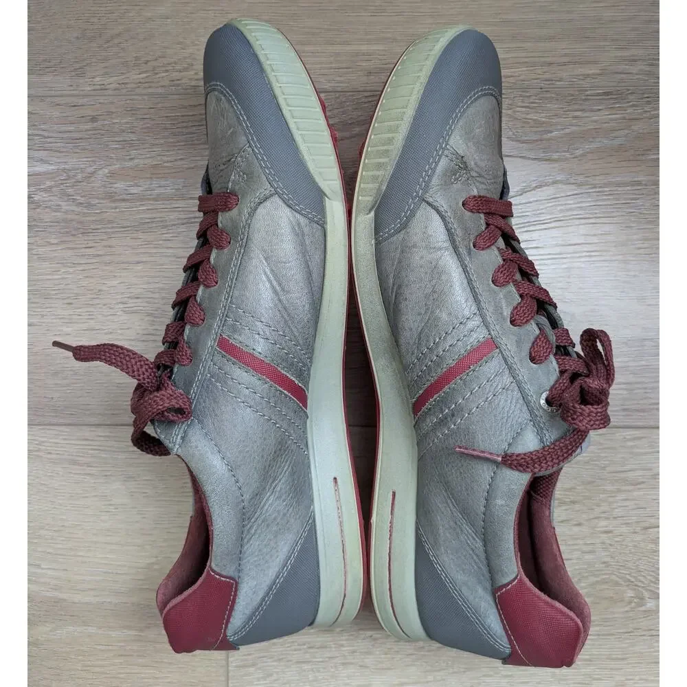 Ecco Mens Biom Hybrid Golf Sneaker Shoe 11 Leather Grey Burgundy Traction Bars